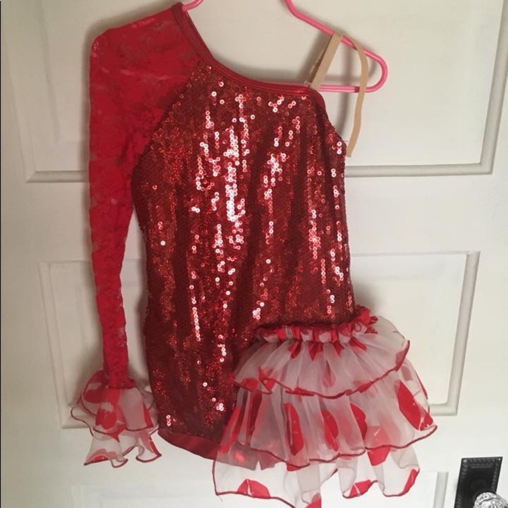 Red sequin dance costume